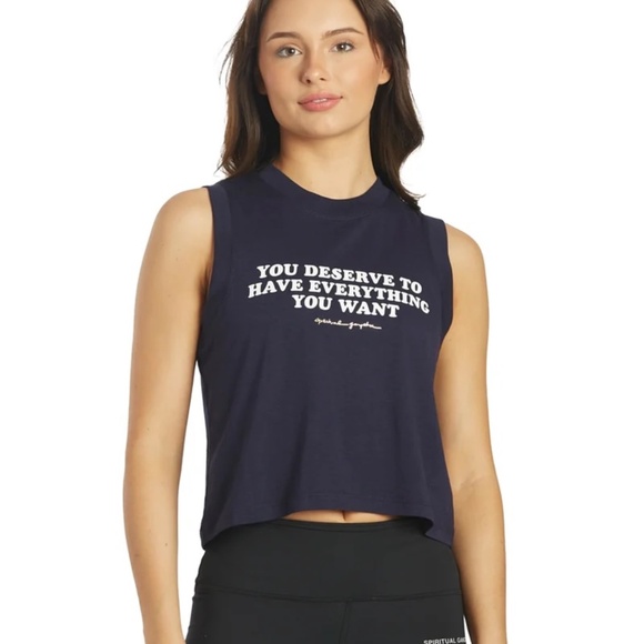 Spiritual Gangster dark blue 'Amor Crop Tank' - Picture 2 of 8